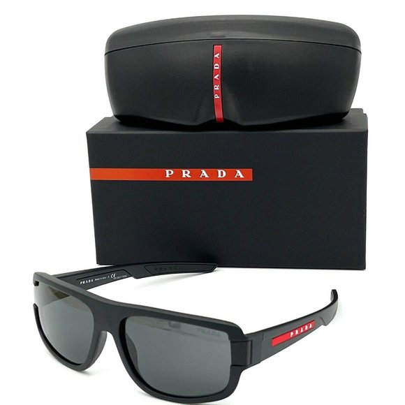 Prada Men's Black Rubber 66mm Sunglasses - Picture 1 of 5